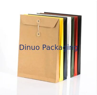 Attache de ficelle multicolore, enveloppe en papier kraft, fermeture à bouton, durable, écologique, recyclable, pour documents, lettres, maison, bureau